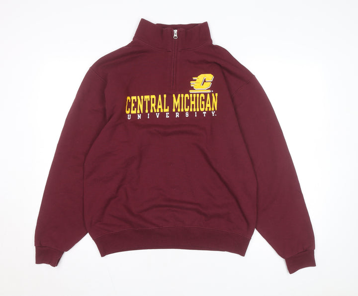 Jerzees Women’s Red Central Michigan 1/4 Zip Basic Fleece Jacket M