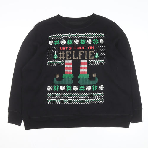 Just My Size Unisex Black Christmas ELFIE Pullover Sweatshirt 2XL