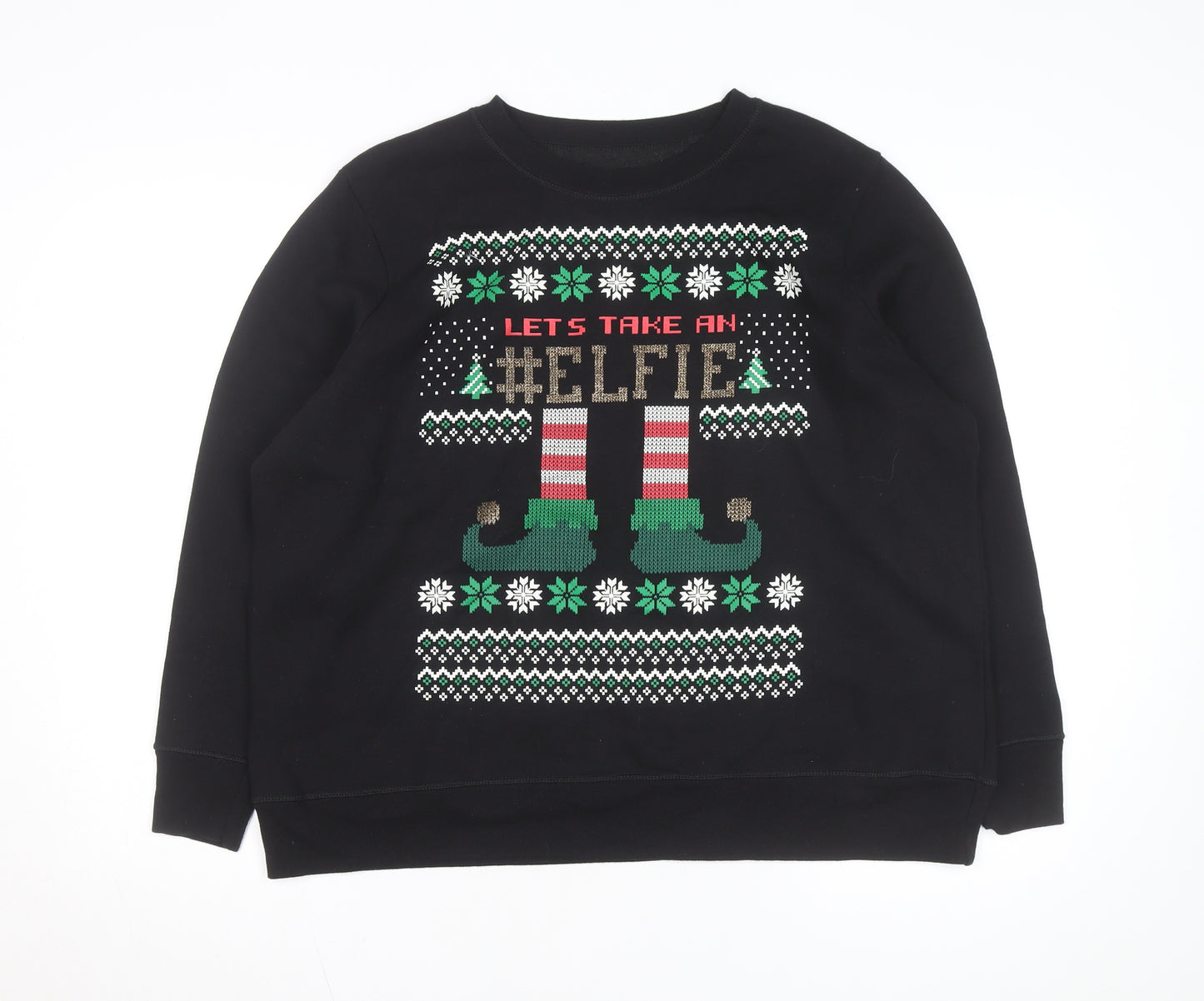Just My Size Unisex Black Christmas ELFIE Pullover Sweatshirt 2XL