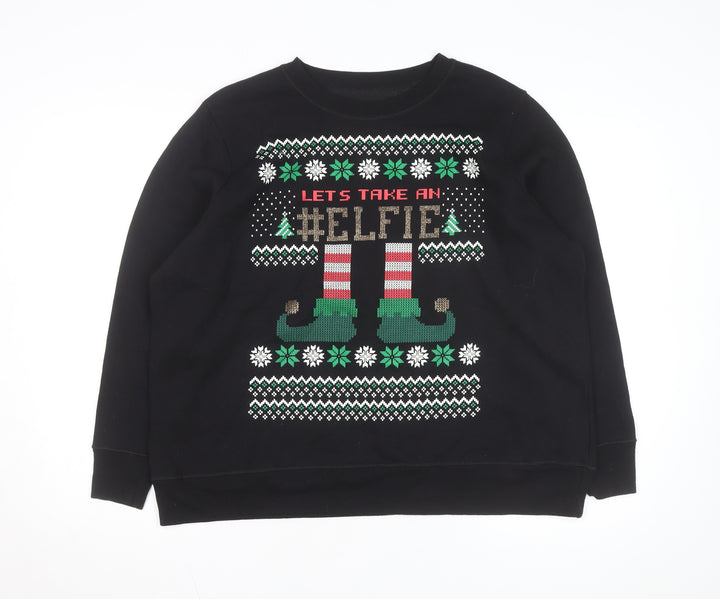 Just My Size Unisex Black Christmas ELFIE Pullover Sweatshirt 2XL