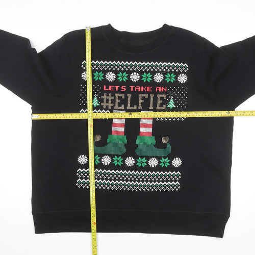 Just My Size Unisex Black Christmas ELFIE Pullover Sweatshirt 2XL
