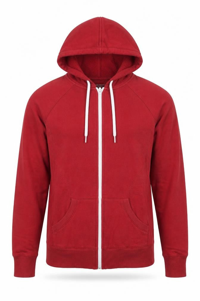 Tek Gear Men's Red Full Zip Fleece Hoodie Size M