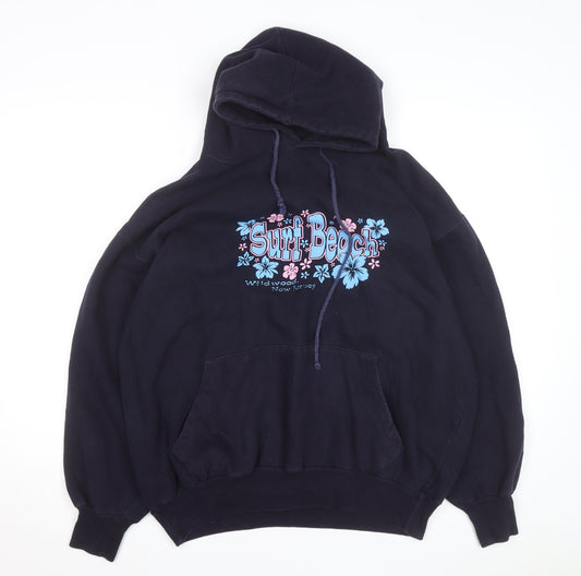 Jon Lauren Apparel Men's Navy Surf Beach Graphic Pullover Hoodie XL