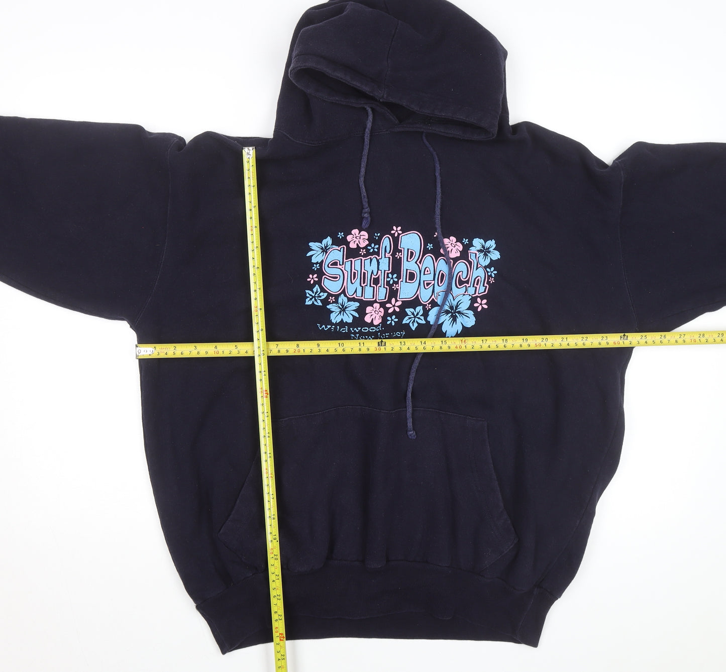 Jon Lauren Apparel Men's Navy Surf Beach Graphic Pullover Hoodie XL
