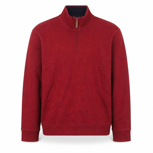 Lands' End Men's Red 1/2 Zip Cotton Mid-Length Jacket M