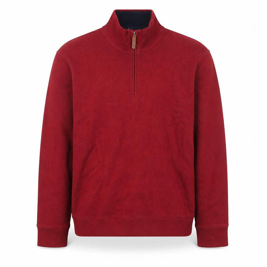 Lands' End Men's Red 1/2 Zip Cotton Mid-Length Jacket M