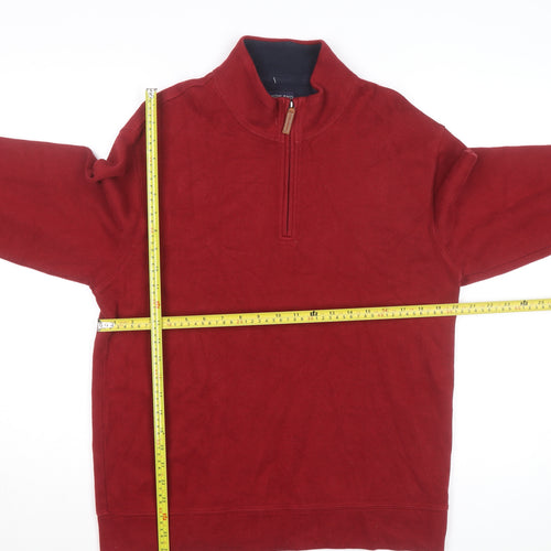Lands' End Men's Red 1/2 Zip Cotton Mid-Length Jacket M