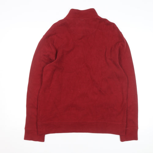 Lands' End Men's Red 1/2 Zip Cotton Mid-Length Jacket M