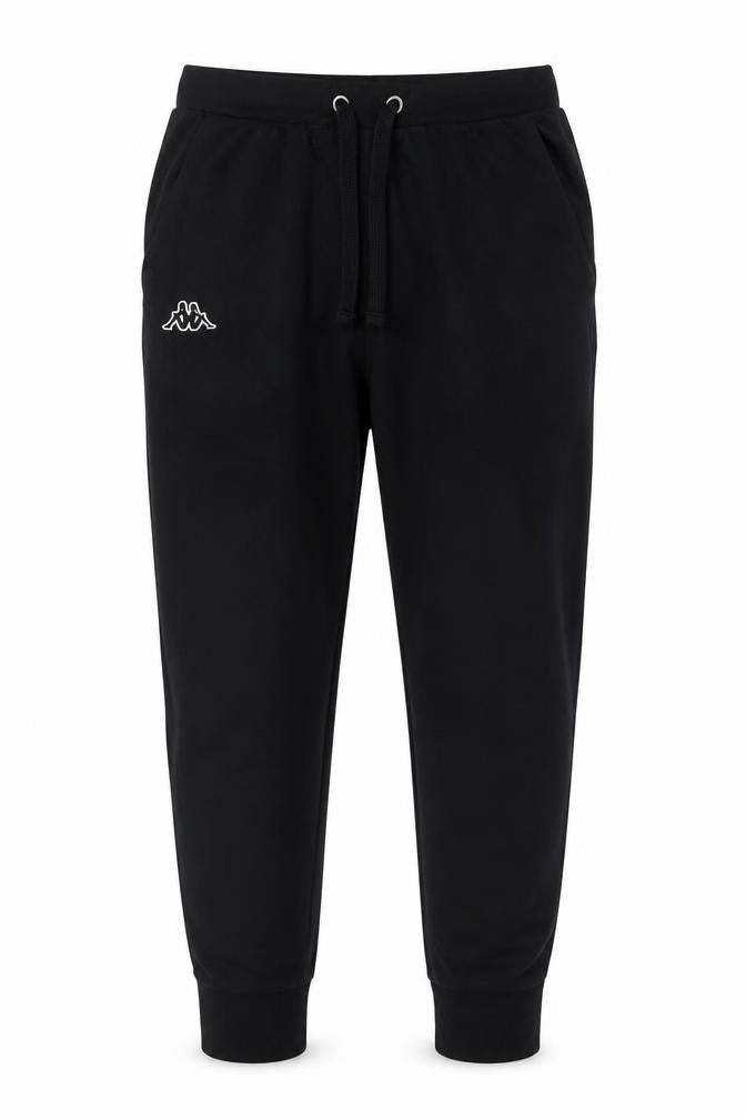 Front view of Kappa Men's Black Jogger Trousers Medium Fleece Activewear