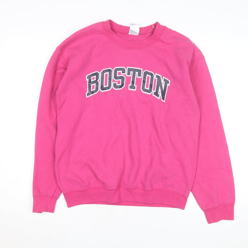 Gildan Women’s Pink Boston Crew Neck Pullover Sweatshirt Size S