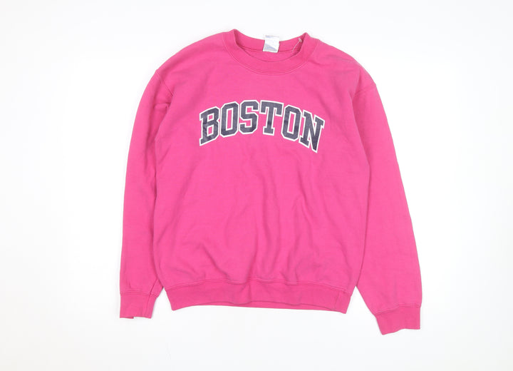 Gildan Women’s Pink Boston Crew Neck Pullover Sweatshirt Size S