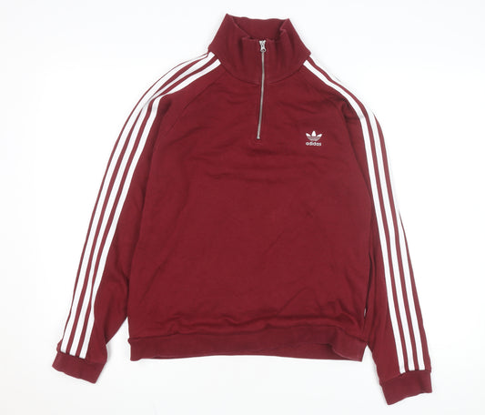 Adidas Mens Burgundy Full Zip Track Jacket L Retro Style