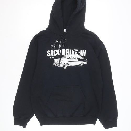 Gildan Men's Black Saco Drive-In Pullover Hoodie Size S