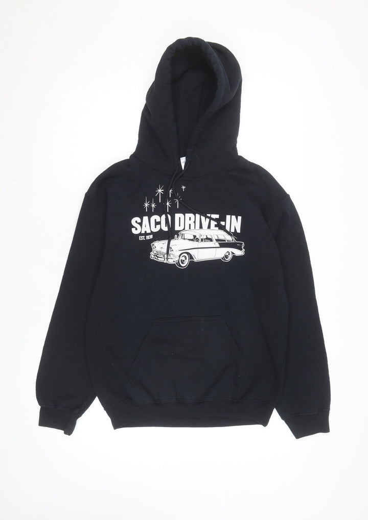 Gildan Men's Black Saco Drive-In Pullover Hoodie Size S