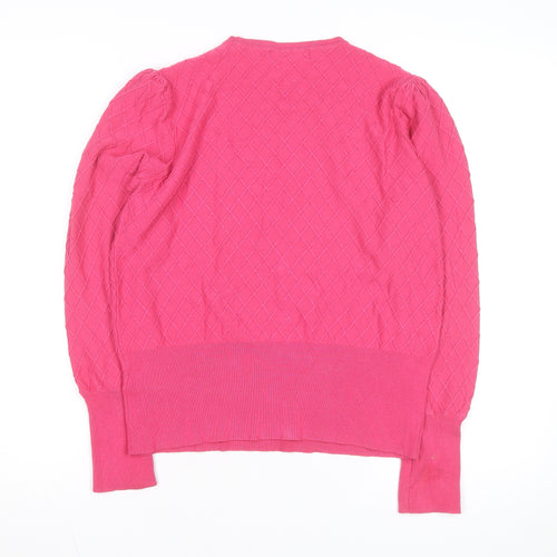 Marks and Spencer Women Pink Knit Quilted Long Sleeve Blouse Size 12