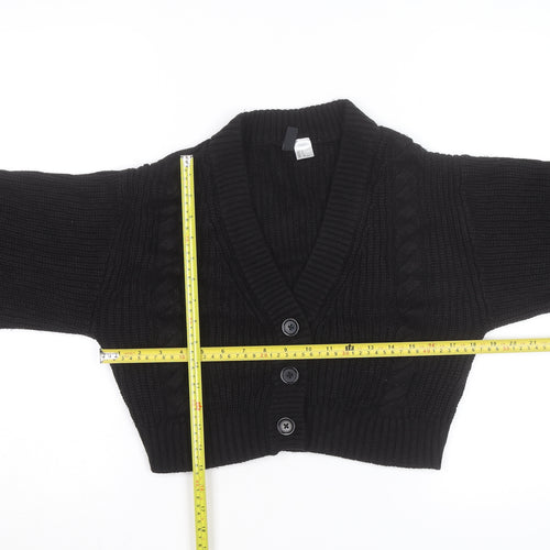 H&M Divided Women's Black Cable Knit V-Neck Cardigan Size 8