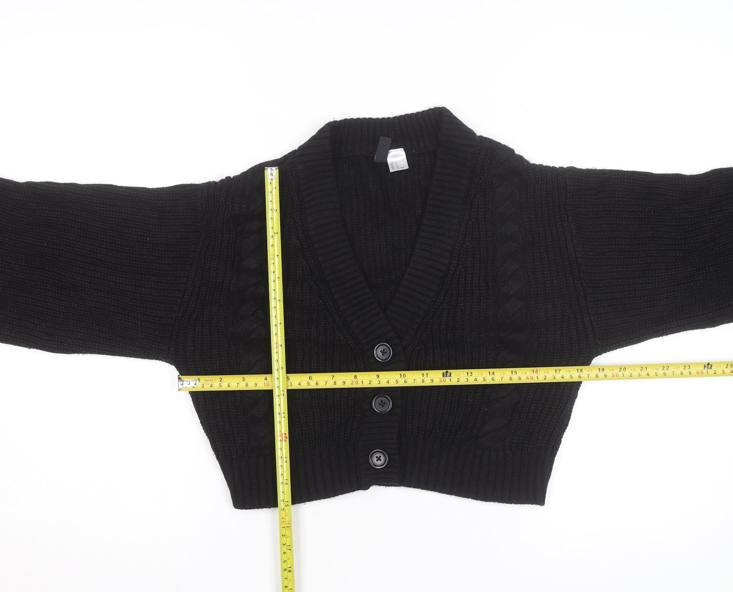 H&M Divided Women's Black Cable Knit V-Neck Cardigan Size 8