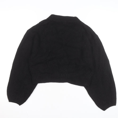 H&M Divided Women's Black Cable Knit V-Neck Cardigan Size 8