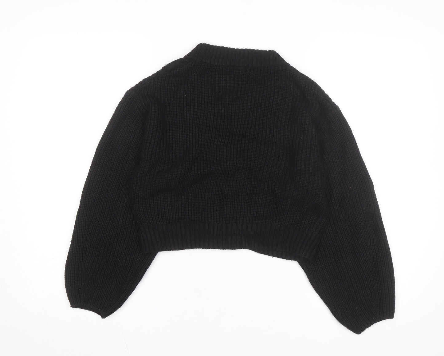 H&M Divided Women's Black Cable Knit V-Neck Cardigan Size 8