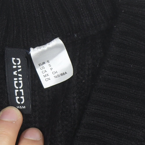 H&M Divided Women's Black Cable Knit V-Neck Cardigan Size 8