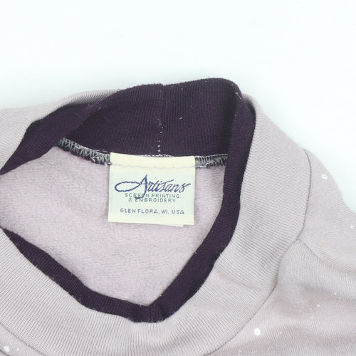 Artisans Women Purple Winter Scene Pullover Sweatshirt XL