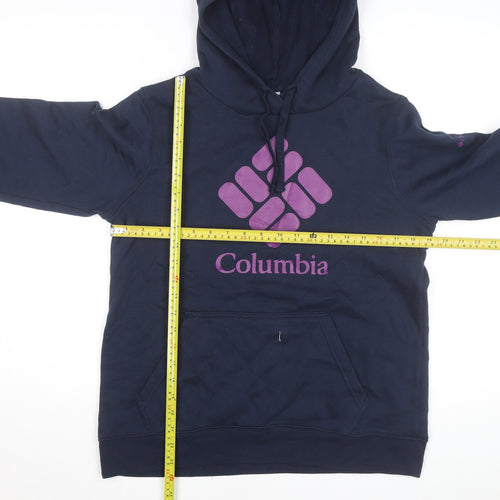 Columbia Women Blue Hooded Basic Jacket M Regular Fit Pullover