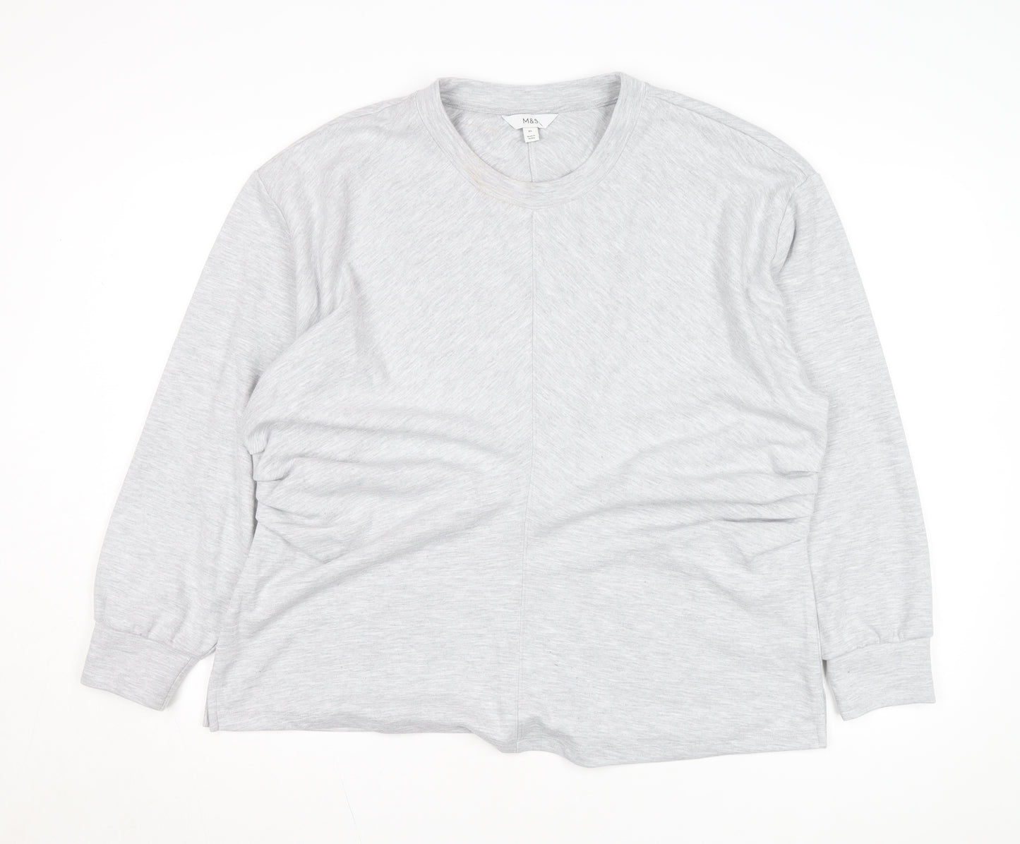 Marks and Spencer Women's Grey Crew Neck Cotton Pullover Jumper XL