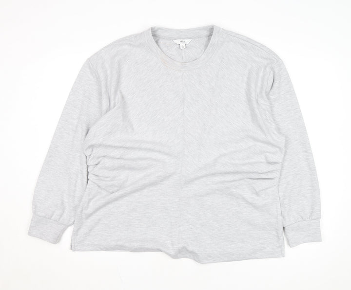 Marks and Spencer Women's Grey Crew Neck Cotton Pullover Jumper XL
