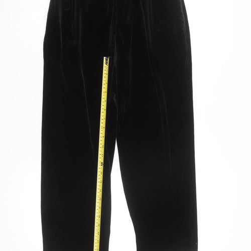 Sami & Jo Petite Black Velvet Straight Trousers Size S
