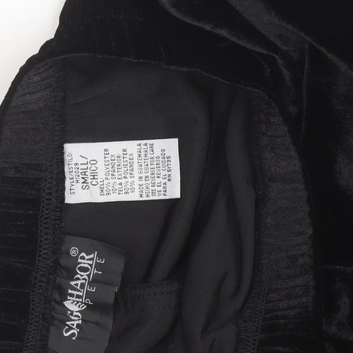Sami & Jo Petite Black Velvet Straight Trousers Size S