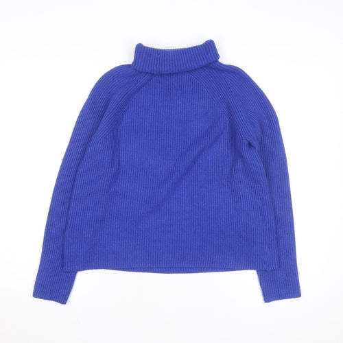 Marks and Spencer Women Blue Roll Neck Wool Blend Jumper Size S