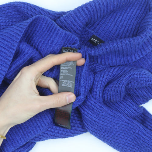 Marks and Spencer Women Blue Roll Neck Wool Blend Jumper Size S