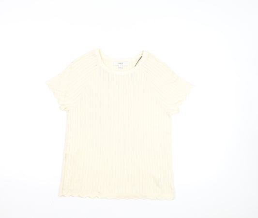 Marks and Spencer Women's Ivory Knit Short Sleeve T-Shirt M