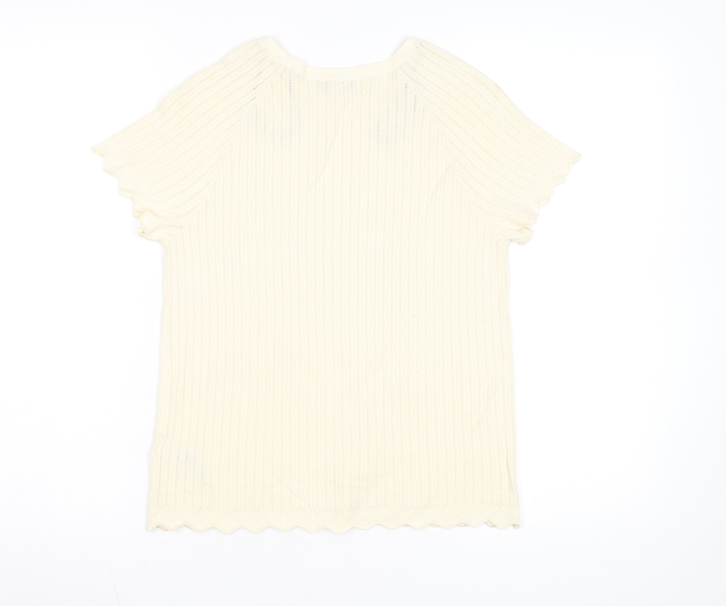 Marks and Spencer Women's Ivory Knit Short Sleeve T-Shirt M