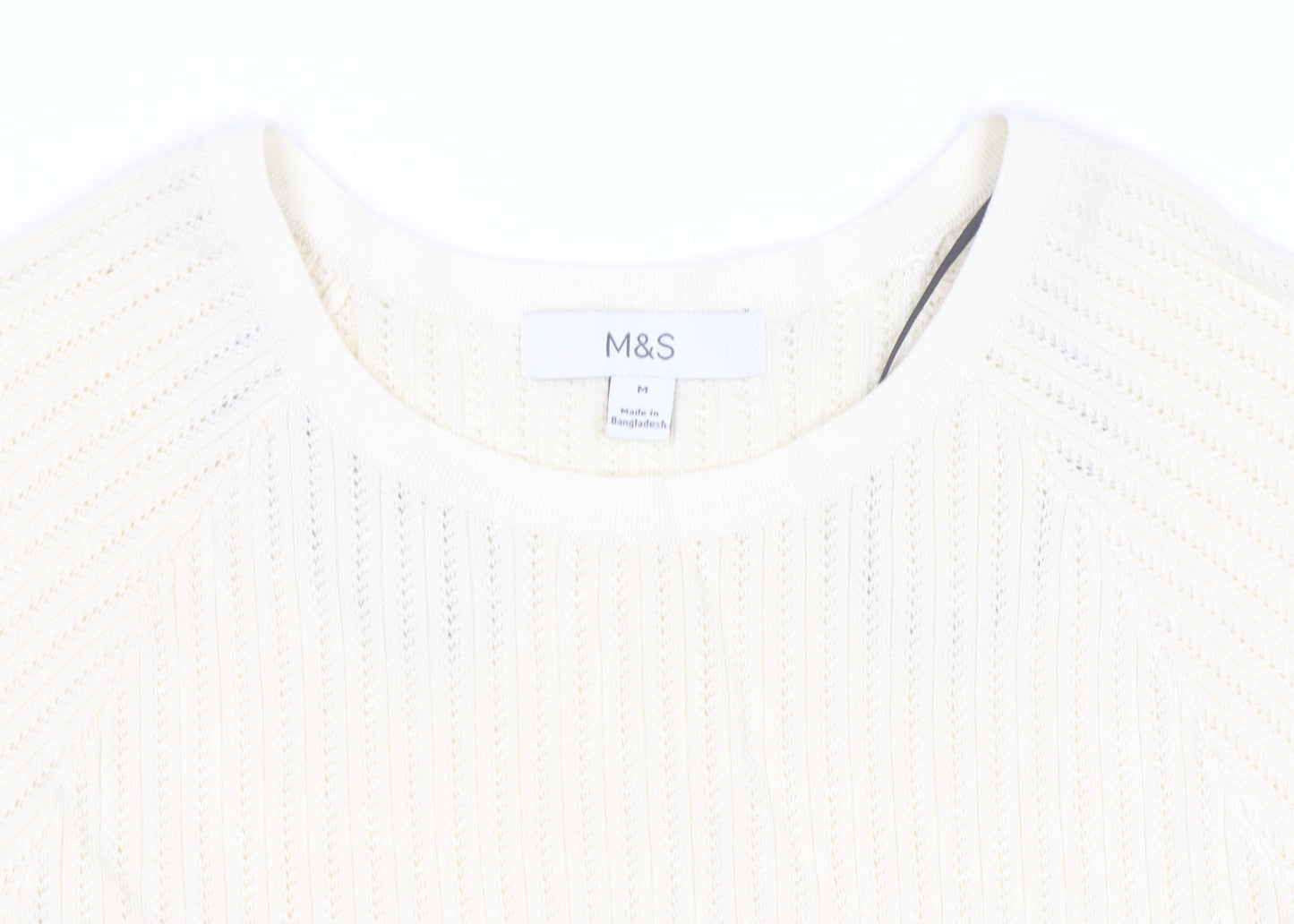 Marks and Spencer Women's Ivory Knit Short Sleeve T-Shirt M