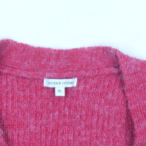 Sonder Studio Women's Pink Button Cardigan Size 16 Knit Long Sleeve