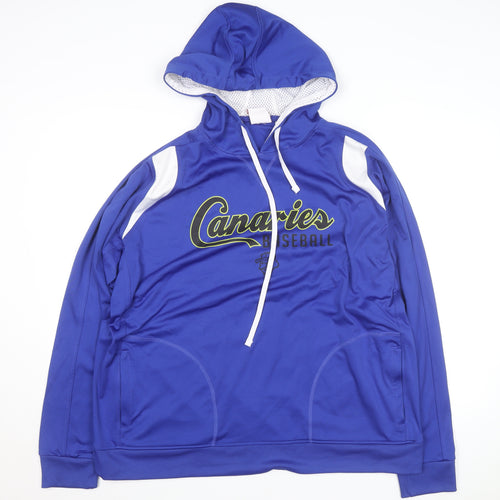 Team 365 Men Blue 2XL Baseball Hooded Track Jacket Polyester