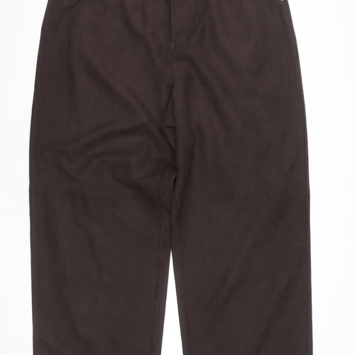 Marks and Spencer Women's Brown Cotton Stretch Trousers Size 14 Long