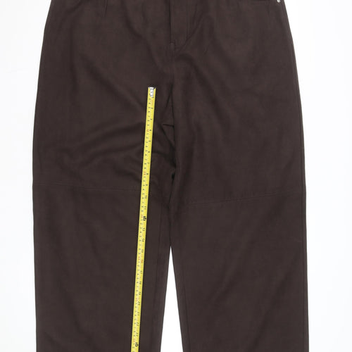 Marks and Spencer Women's Brown Cotton Stretch Trousers Size 14 Long