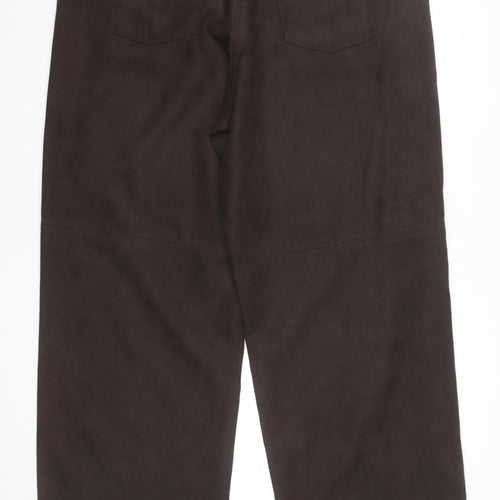 Marks and Spencer Women's Brown Cotton Stretch Trousers Size 14 Long