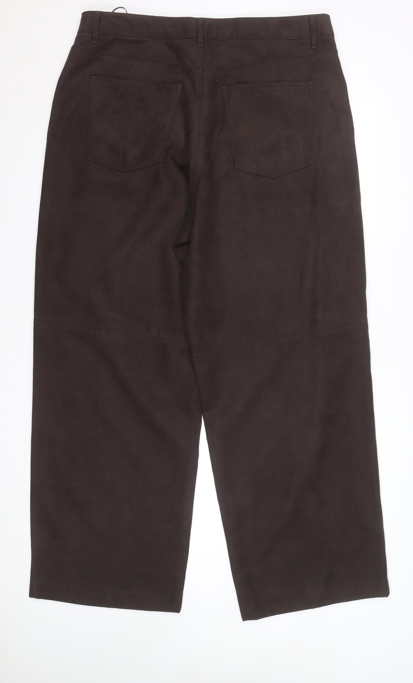 Marks and Spencer Women's Brown Cotton Stretch Trousers Size 14 Long