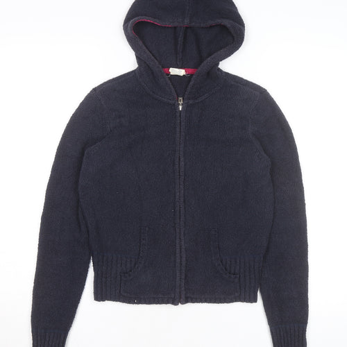 Tommy Jeans Women's Navy Wool Full Zip Hooded Jumper Size L