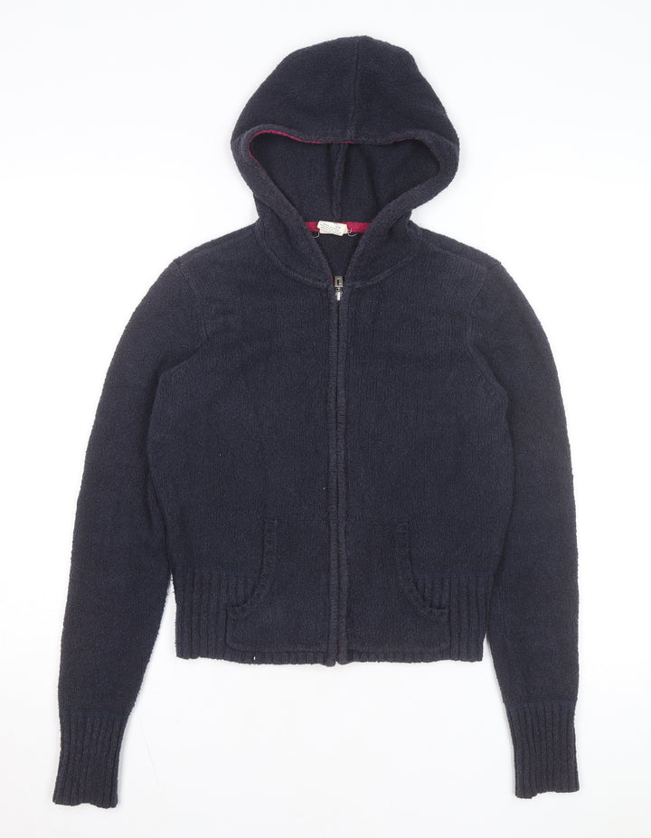 Tommy Jeans Women's Navy Wool Full Zip Hooded Jumper Size L