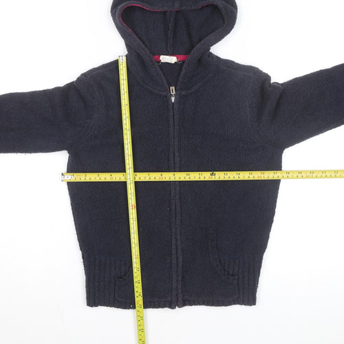 Tommy Jeans Women's Navy Wool Full Zip Hooded Jumper Size L