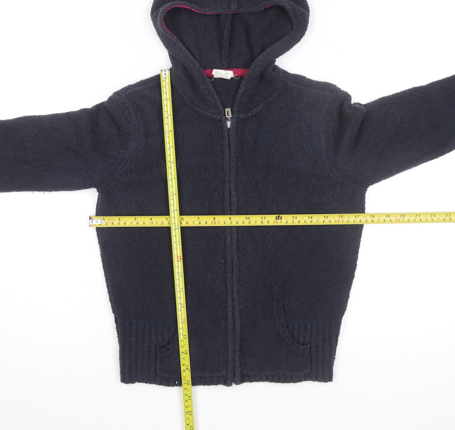 Tommy Jeans Women's Navy Wool Full Zip Hooded Jumper Size L