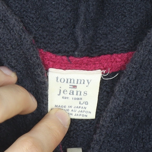 Tommy Jeans Women's Navy Wool Full Zip Hooded Jumper Size L