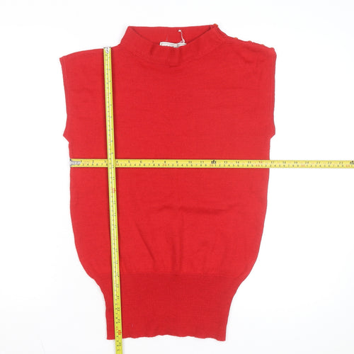 Michelle Stuart Women's Red Knit Sleeveless Mock Neck Wool Blend Top Size M