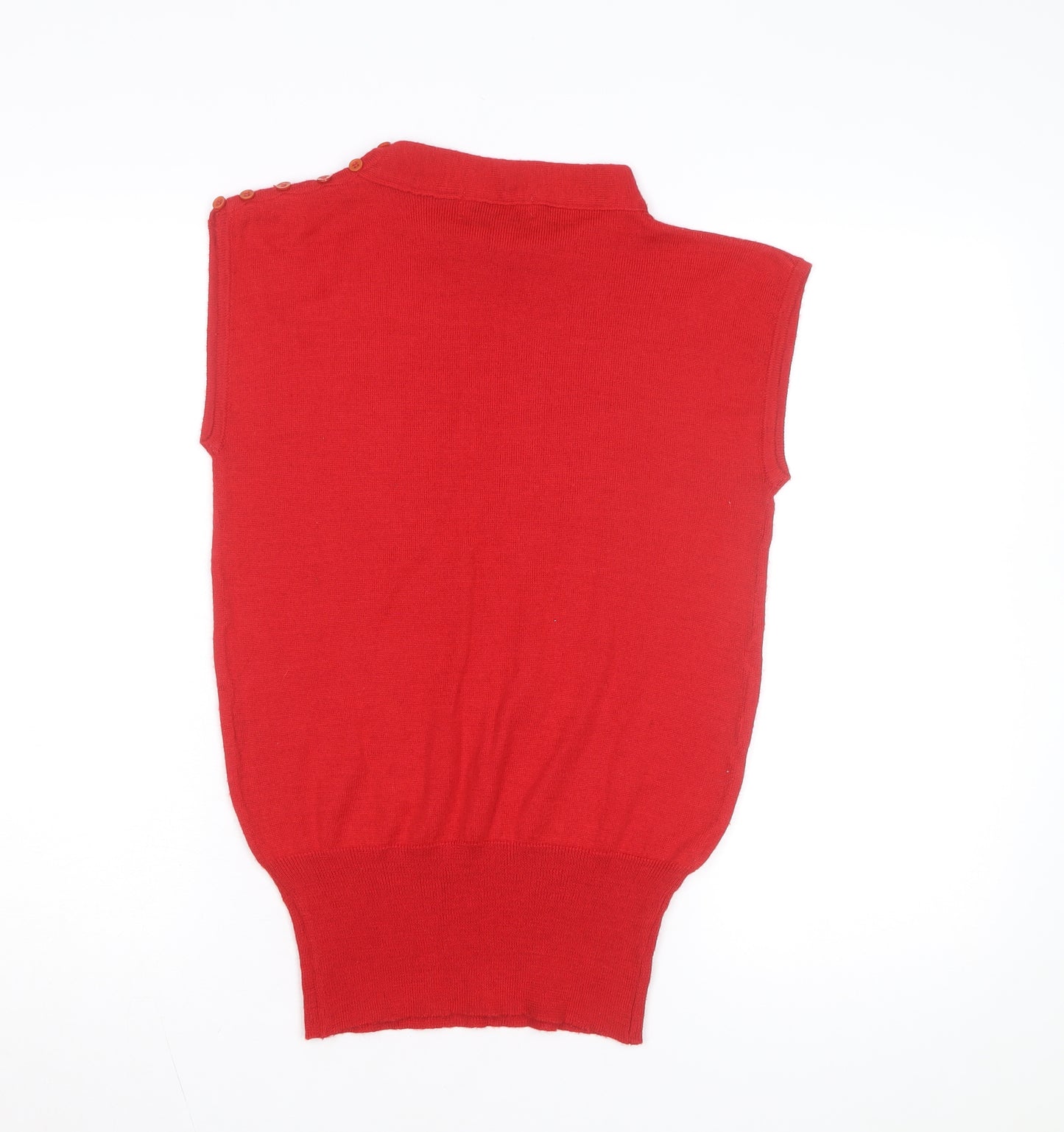 Michelle Stuart Women's Red Knit Sleeveless Mock Neck Wool Blend Top Size M