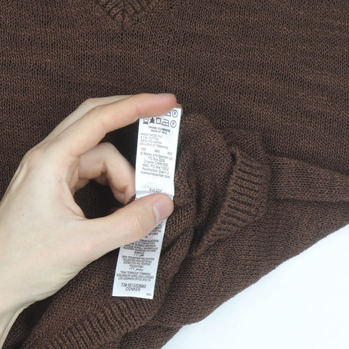 Marks and Spencer Women's Brown V-Neck Knit Short Sleeve Top Size S