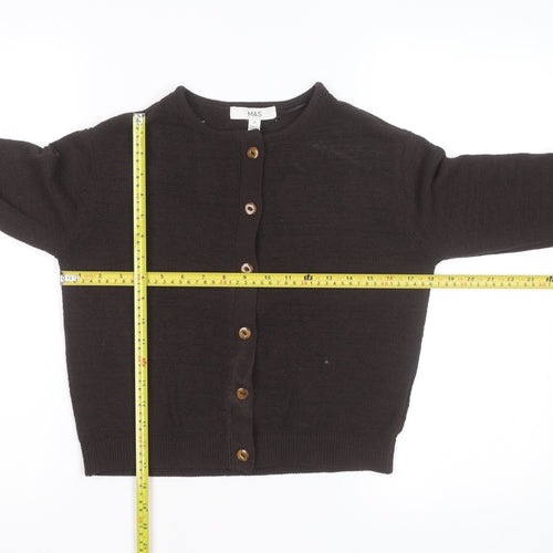 Marks and Spencer Womens Brown Wool Cardigan XS Crew Neck